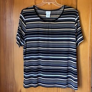 Jaclyn Smith black and tan striped top